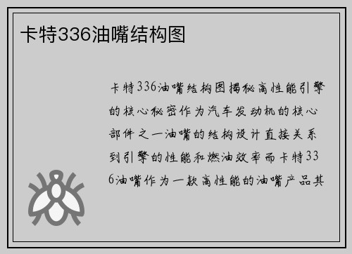 卡特336油嘴结构图