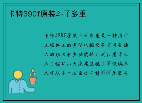 卡特390f原装斗子多重